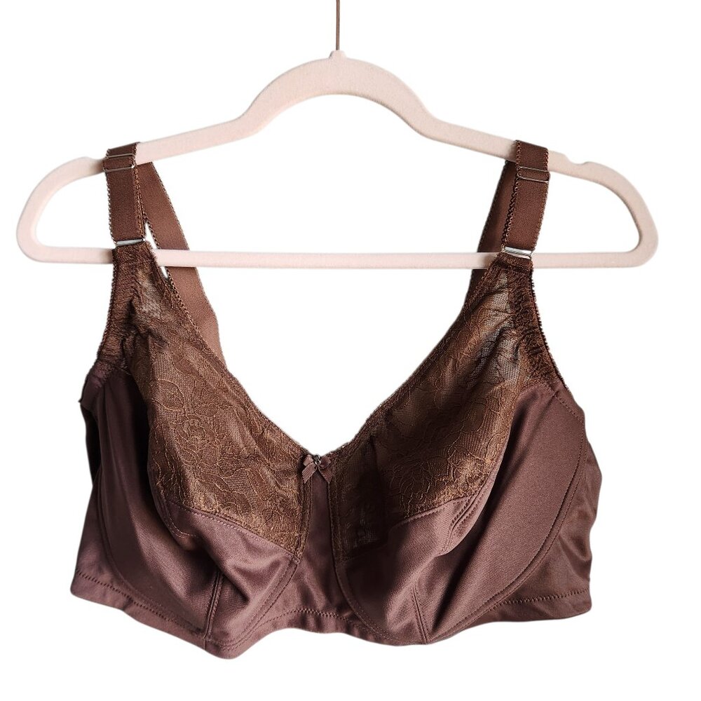 Glamorise Bra 44C Brown Women's Full Figure MagicLift Original Wirefree Back Clo